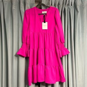 Brand Hot Pink New With Tags Tuckernuck Pomander Tiered Ruffle Dress Size Large.